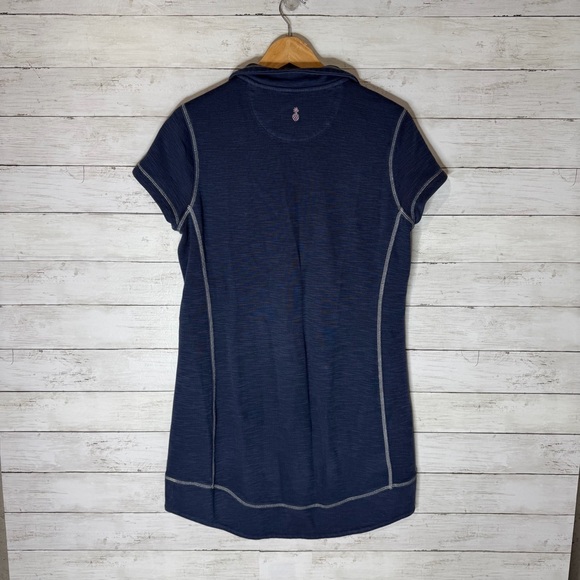 Tommy Bahama Tobago Bay 1/2 Zip Short Sleeve Dress Blue Size Medium - Picture 6 of 8